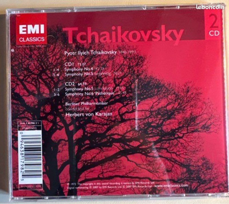 Tchaikovsky Symph 4 5 6 Karajan 2 CD (image 2)