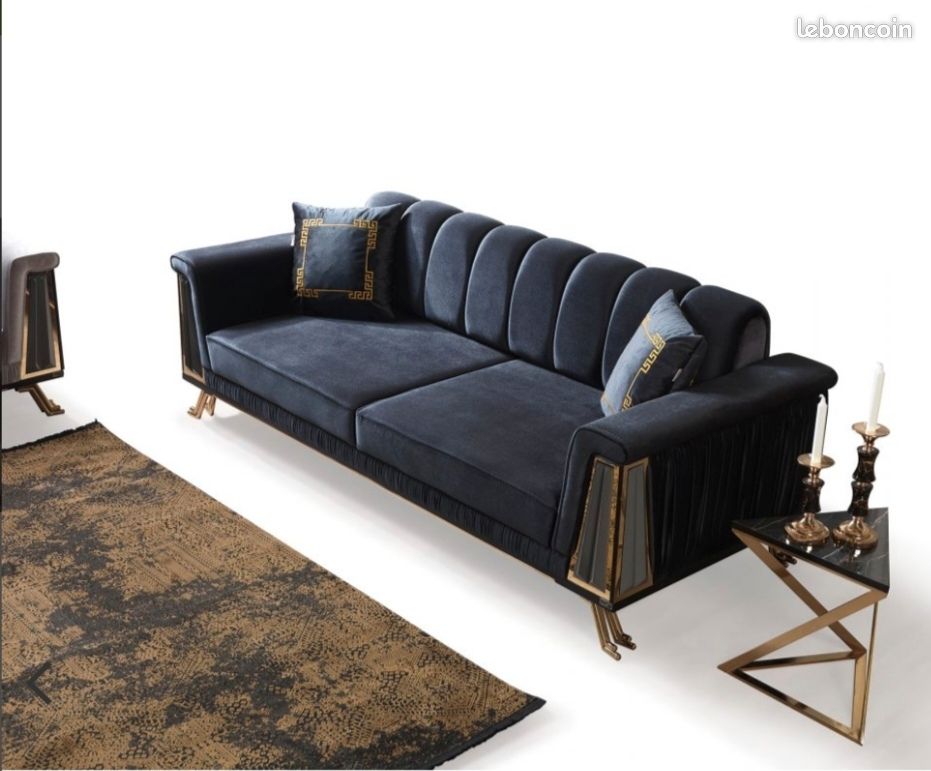 Canapé Moskova bleu foncé + Fauteuil bleu foncé (image 6)