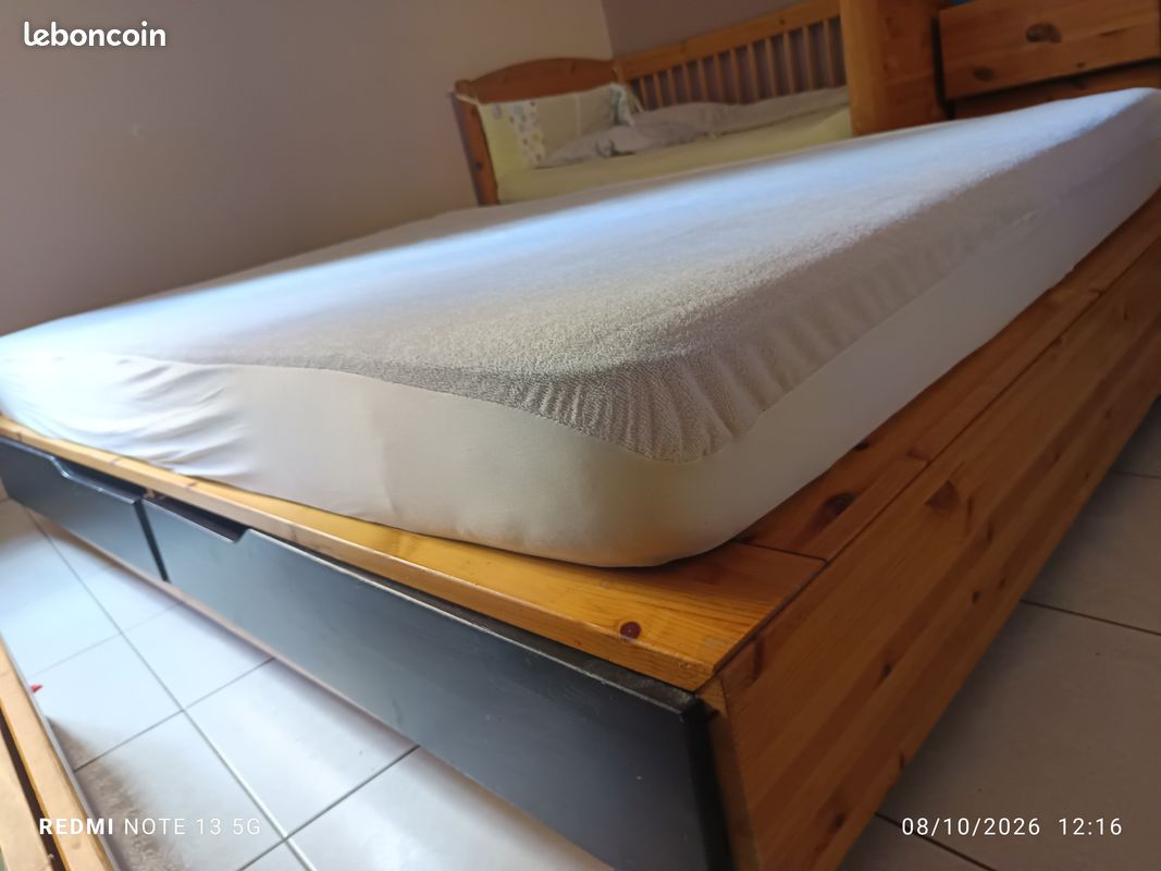 Lit 2 places avec tiroirs et matelas (image 2)