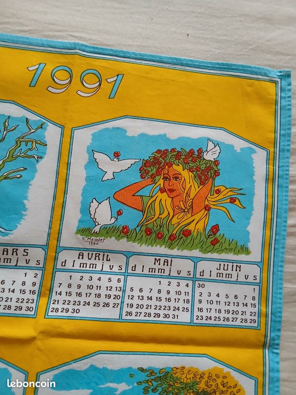 Torchon Calendrier Publicitaire DELICO – Vintage 1967 – État Neuf, 100% Coton