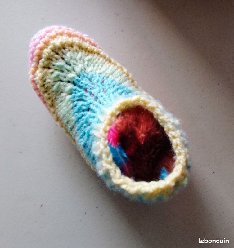 Chaussons de lit ou TV, cocooning, pastel, T 24-26, mixte, faits mains (image 1)