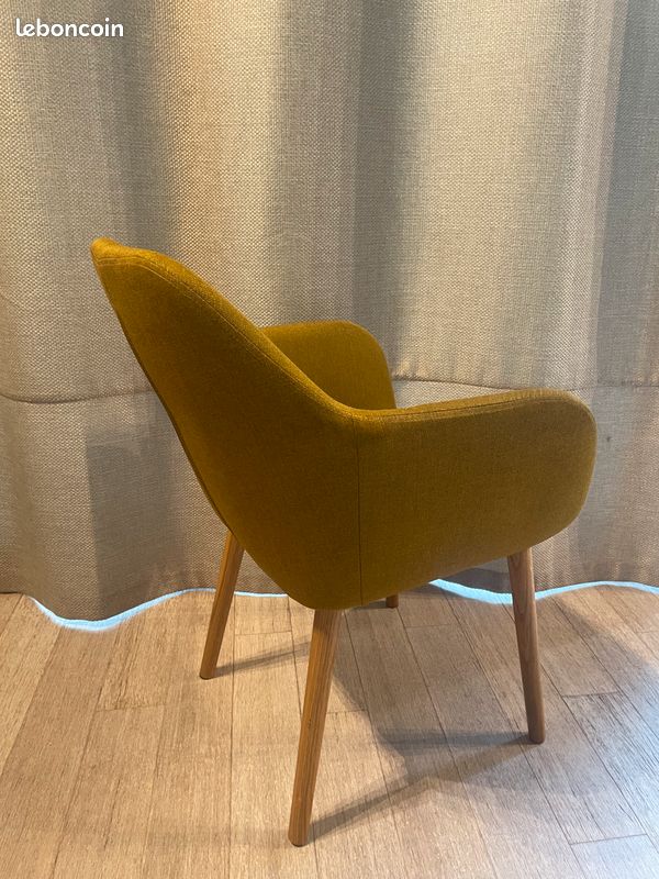 Chaise / Fauteuil de table vintage jaune olive (Maison Du Monde 139,00 ) (image 3)