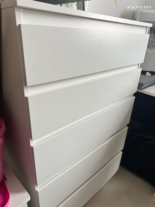 Commode 5 tiroirs blanche mate IKEA (image 1)