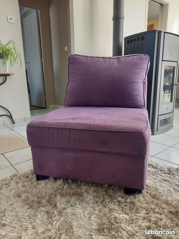 Fauteuil violet alcantara velours (image 3)