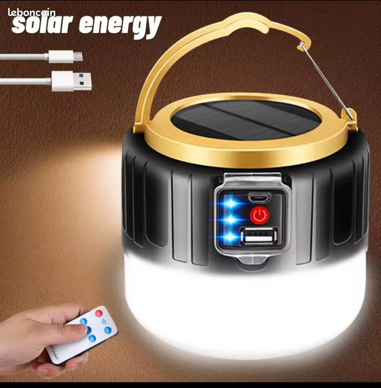 Lanterne Solaire Gonflable 2 Pièces - Lampe Camping Portable LED Imperméable Avec Poignée