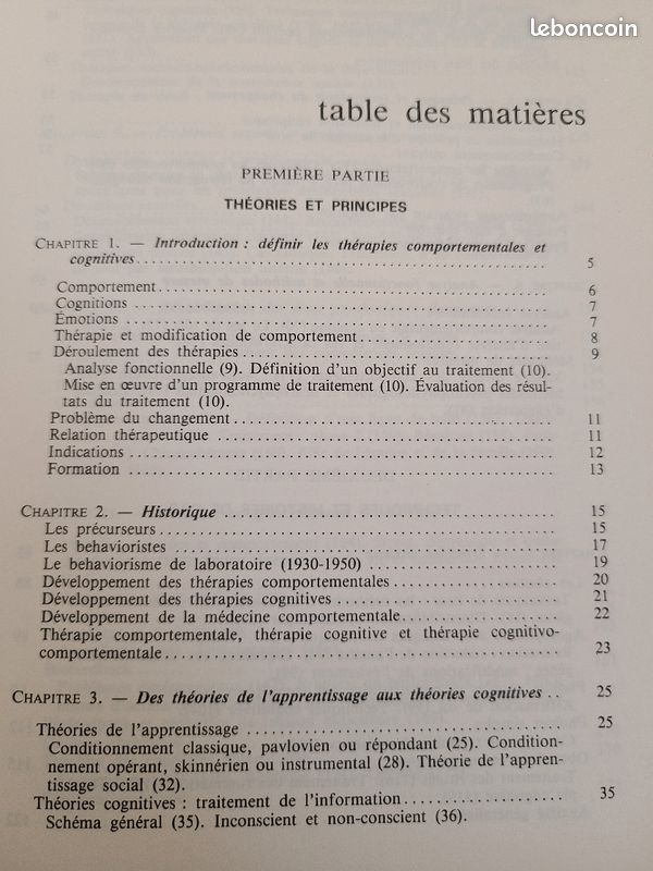 Livre : "Les thérapies comportamentales et cognitives" J.Cotteraux. Ed Masson. 1990 (image 3)