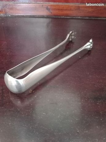 Elégante pince à sucre/glaçons en métal argenté