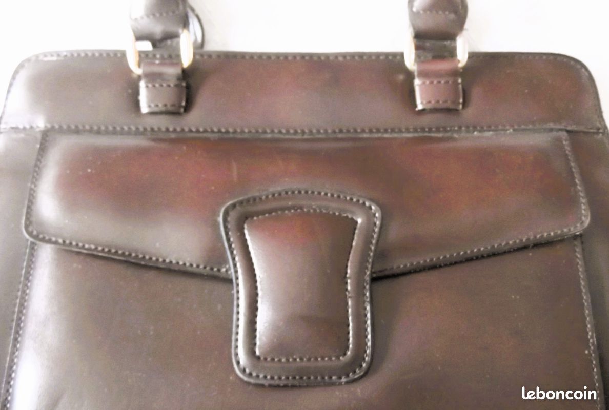 Sac à main vintage en similicuir marron (image 9)