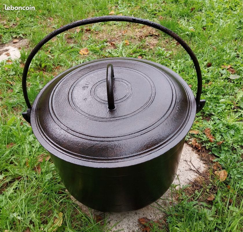 CHAUDRON ANCIEN EN fonte Ustensile 1900 Marmite de Cheminée Objet du