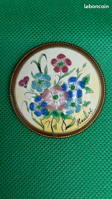 Broche Ancienne En émaux D'art Signée - Occasion (vintage)