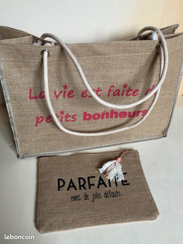 Cabas et sa trousse neuf toile de jute plastifiée (image 2)