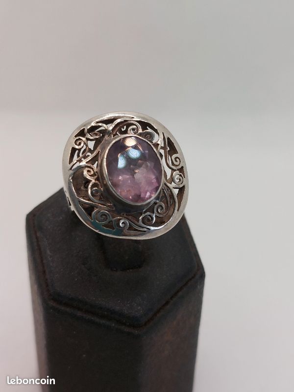 Bague en argent sterling 925 améthyste pour femmes