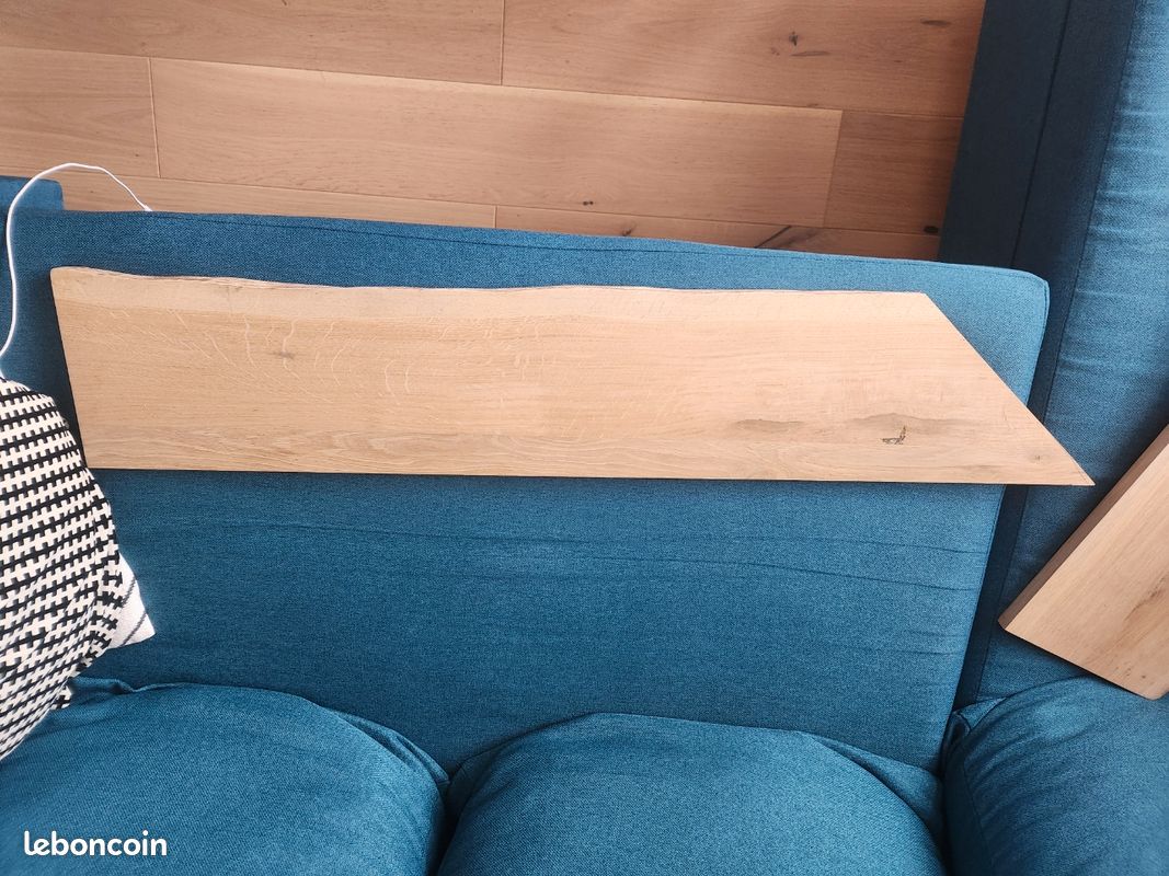 Etagere angle chêne massif brut bord naturel 120cm (image 5)