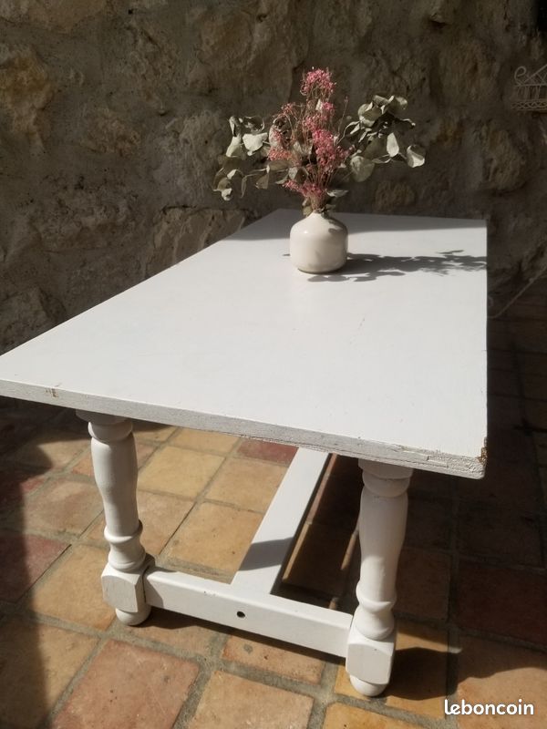 Table basse bois peinte blanc (image 2)