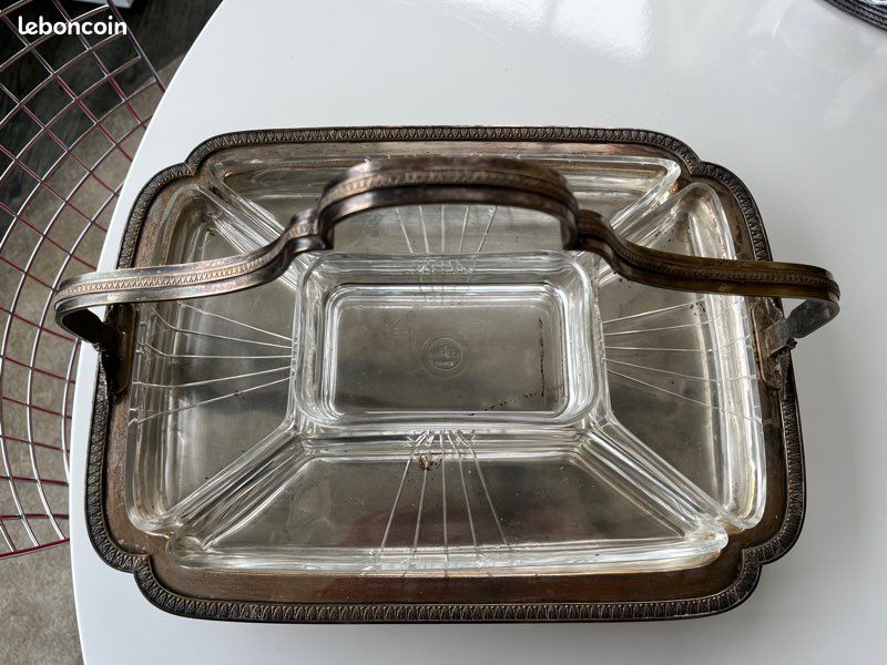 Serviteur ancien art déco argent et verre (image 1)