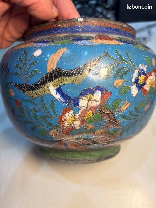 Vase Chinois Antique Grand. Marque Rouge. Magnifiquement Décoré