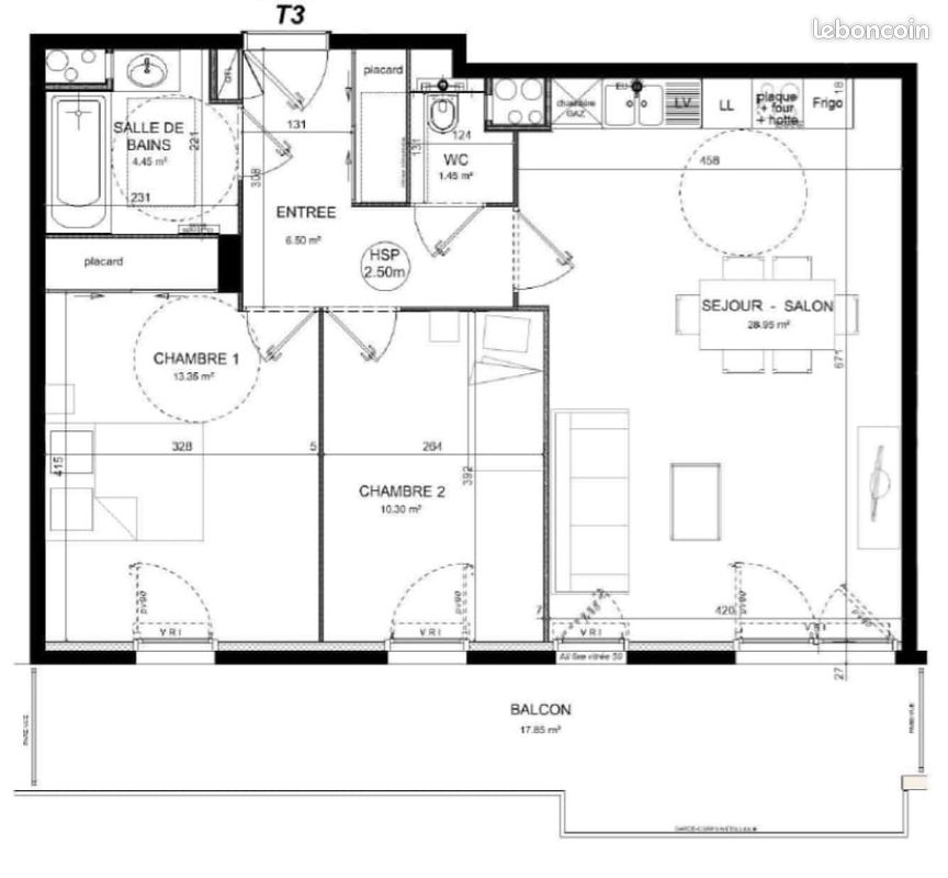 Appartement 3 pièces 67 m² · à Lozanne · 67 m² · 920 €
