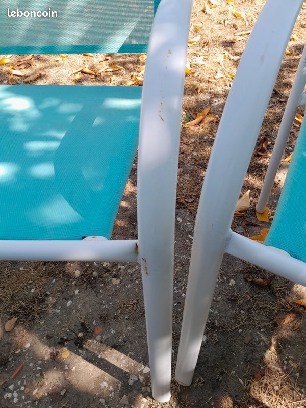 Lot de 10 chaises de jardin blanche et turquoise (image 5)