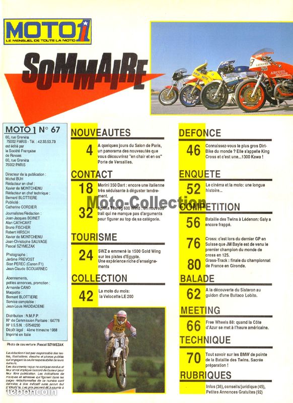 MOTO 1 67 KAWASAKI Z1300 King VELOCETTE LE 200 BULTACO Lobito MORINI 350 DART APRILIA Tuareg 600 (image 2)