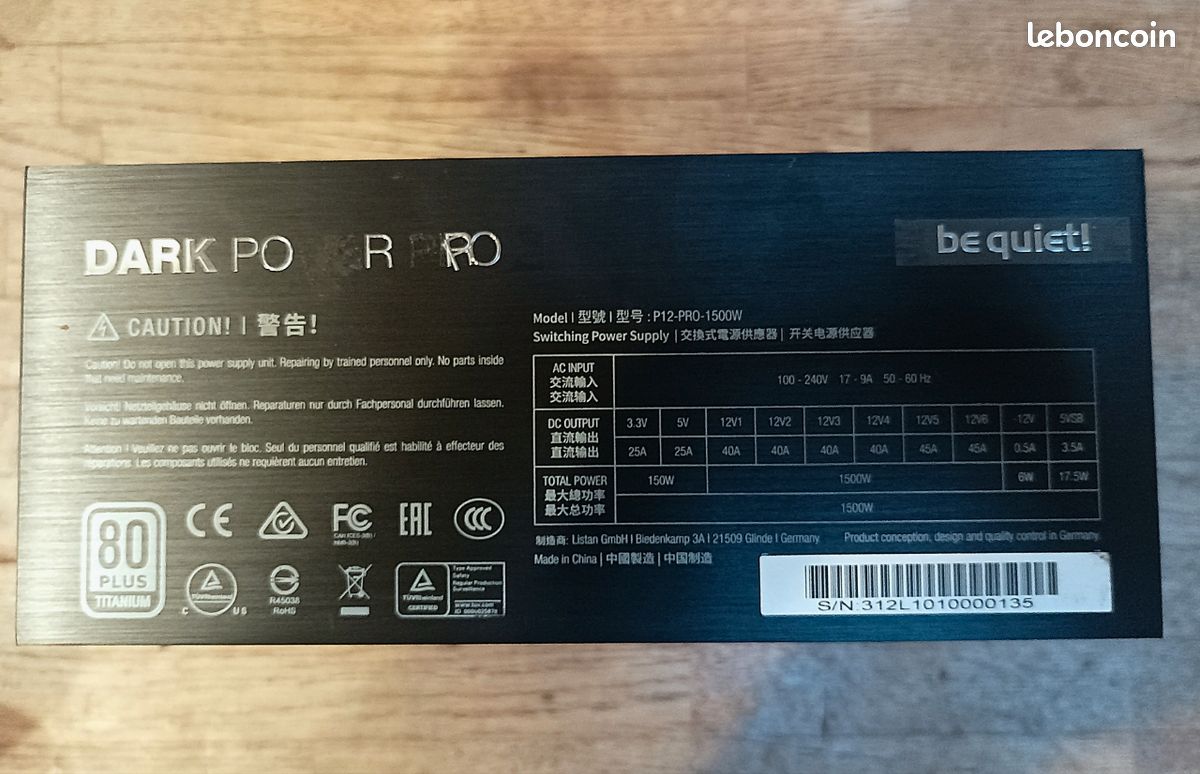 Be Quiet Dark Power Pro 12 1500W Alimentation 80plus titanium (image 4)