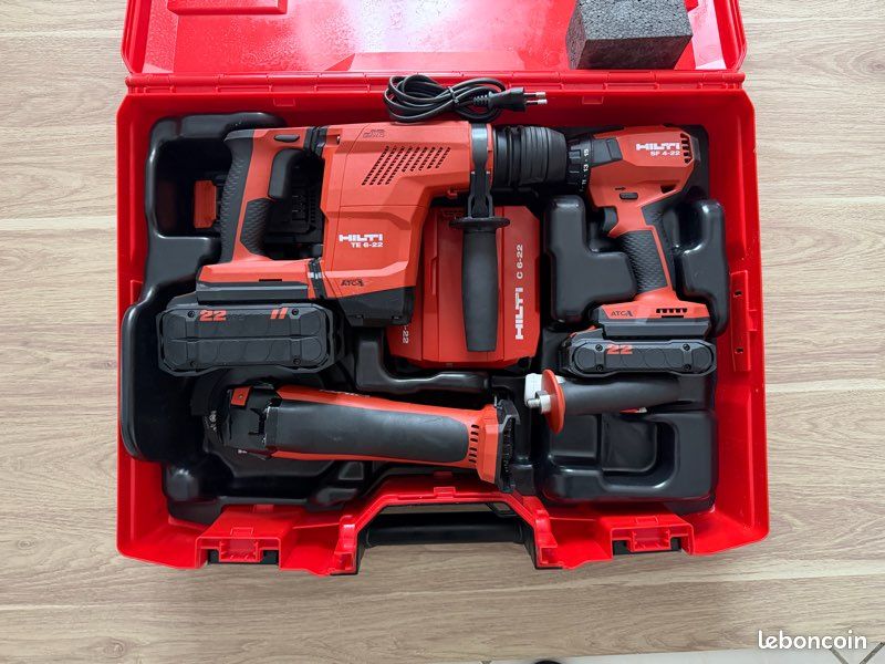 Pack Hilti Nuron 3 Outils : Perforateur TE 6, Meuleuse AG 5D, Visseuse SF 4 – Matos Pro D’occasion En Super état