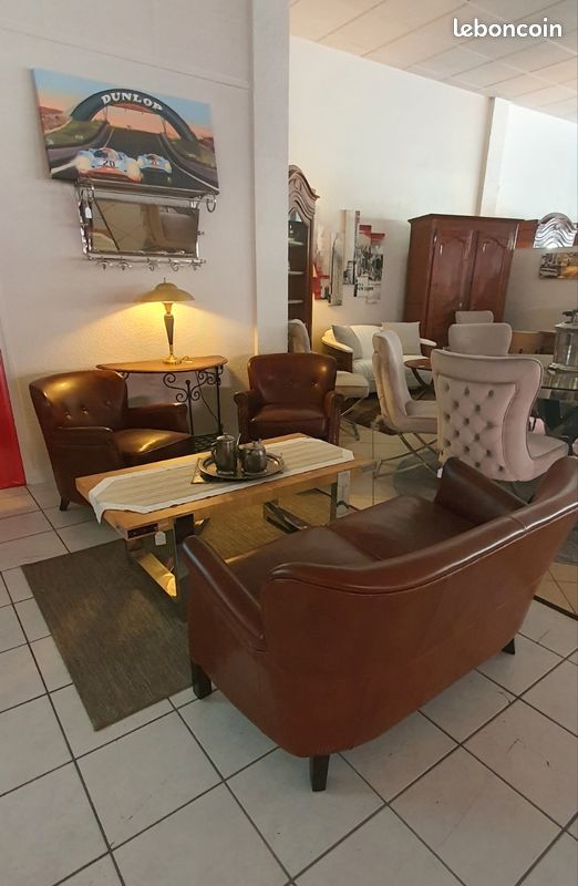 Salon Club cuir vintage à 4 places (image 1)