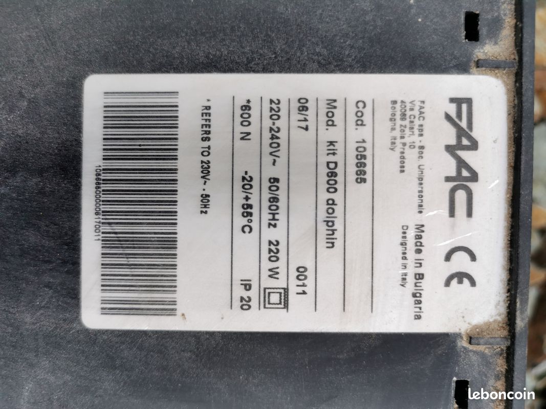 Moteur porte de garage FAAC D600 (image 3)