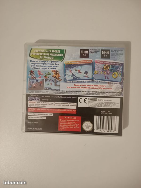 Boîte Mario et Sonic aux Jeux olympiques d'hivers + Cartouche Mario et Sonic aux Jeux Olympiques (image 3)