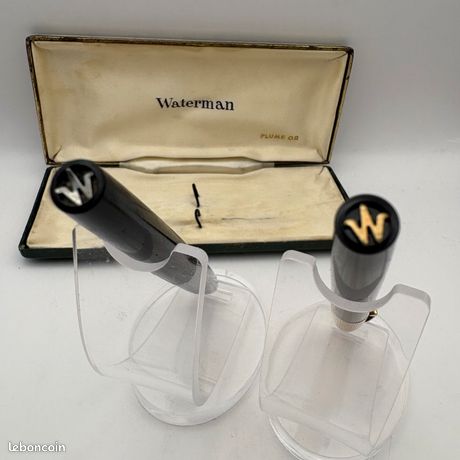 Parure 2 Stylos Plume Waterman Flash Vintage Années 1950 - Doré - Très Bon état