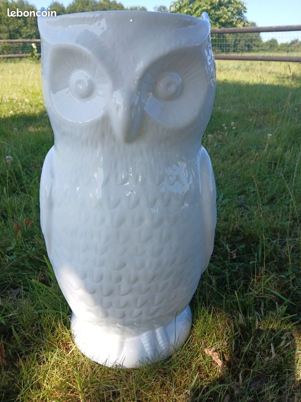 Grand Vase Hibou Vintage Années 80 - Porte-parapluie Ou Déco Boho