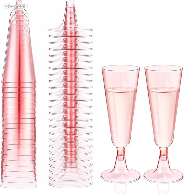 Flûtes Champagne Plastique 60 Pièces 150ml Réutilisables Flûtes à