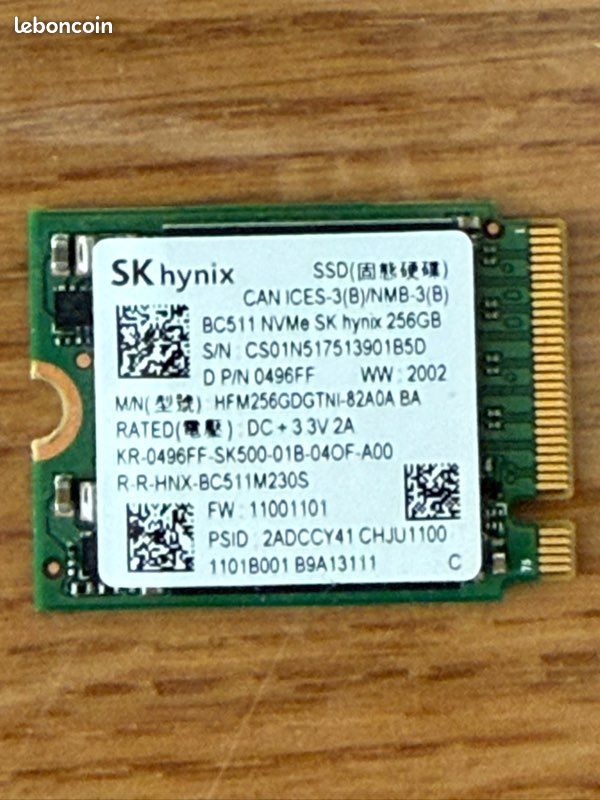 Disque Dur SSD SSD SK Hynix 256 Go - Pour Ordinateur Portable Ou PC - Occasion En Bon état Ssd Samsung