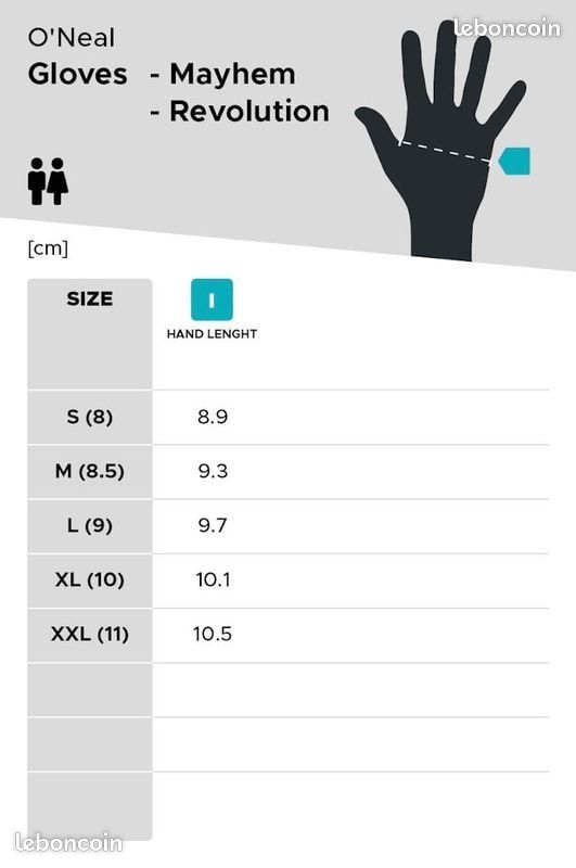 Gants adultes de BMX, DIRT, descente, VTT ONEAL revolution en S (8), noirs ou rouges, neufs (image 4)