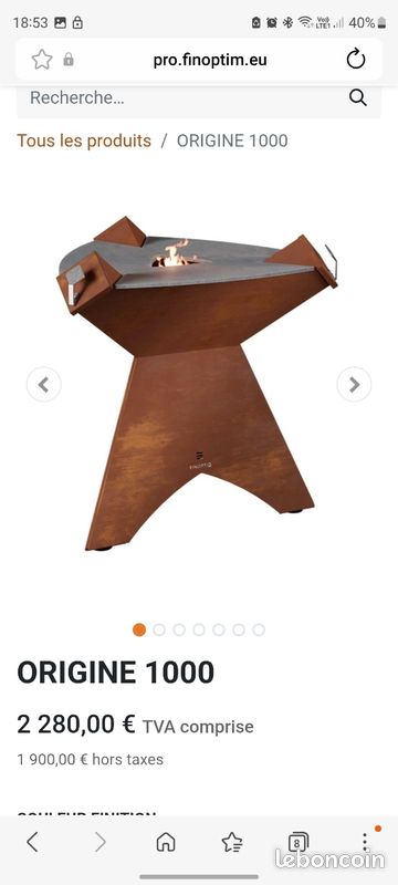 Brasero acier corten et sa desserte (image 1)