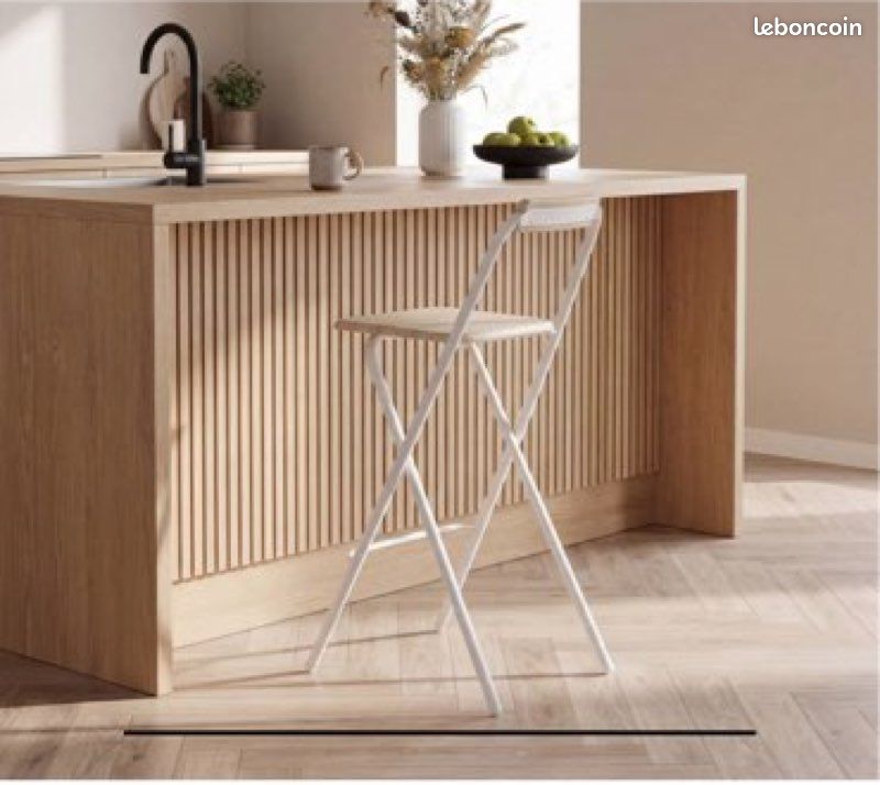 Chaise haute de bar pliante Hauteur 98cm, Blanche (image 4)