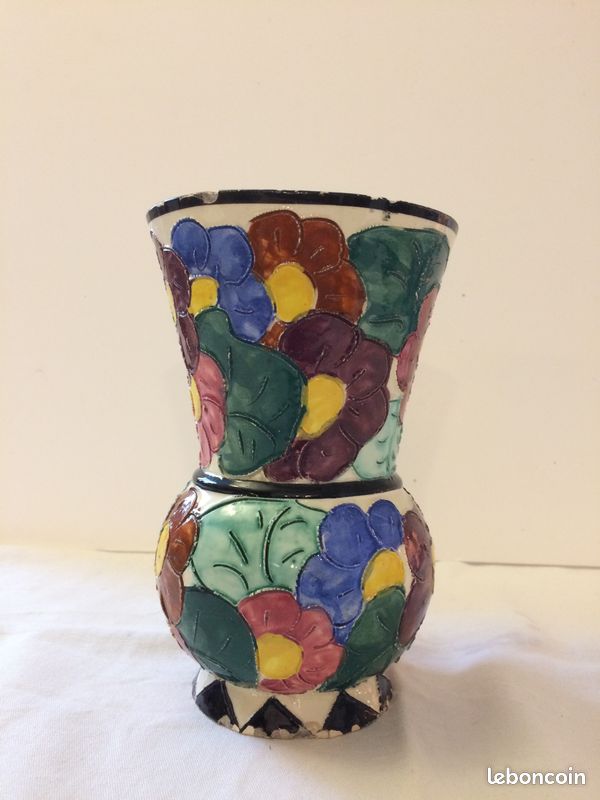 Vase Céramique Vallauris 10,5 Cm Multicolore - Occasion Vintage Non Signé