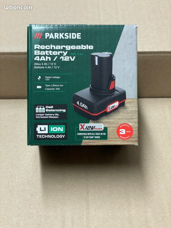 Batterie Parkside 4Ah 12V PAPK 12 B4 Neuve Bricolage