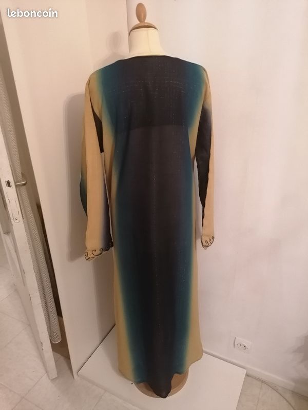 Djellaba oriental dégradé bleu /beige caramel (image 2)