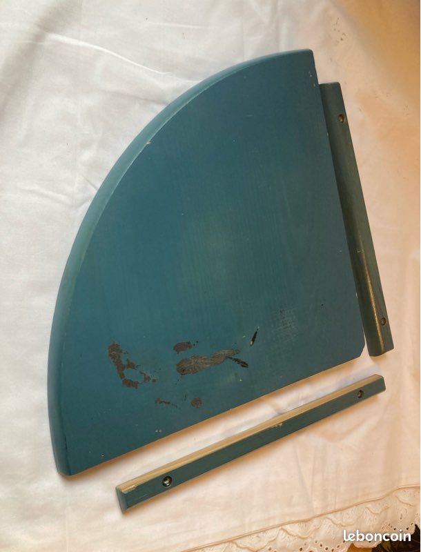 Étagère d’angle bois – Quart de rond – Bleu canard (image 1)