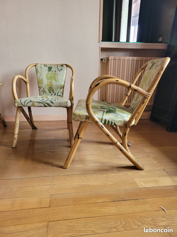 Paire de fauteuils Art Déco en bambou En vente sur