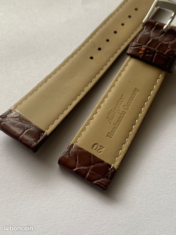 Bracelet Montre Longines Master Collection 21mm Cuir Alligator Marron Semi Mat