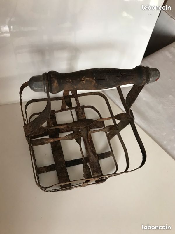 Porte-bouteilles en acier galvanisé Vintage Panier Casier à 4 bouteilles - Décoration