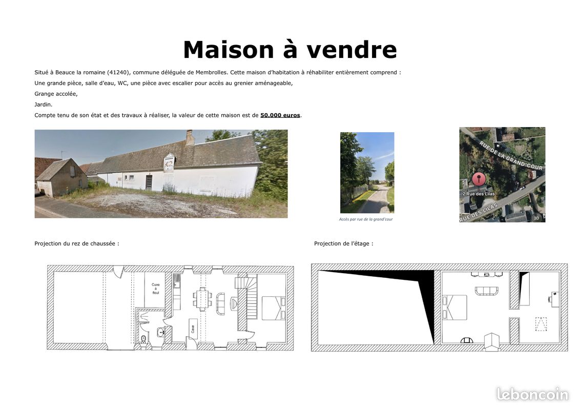 Maison 4 pièces 93 m² · à Beauce la Romaine · 93 m² · 50 000 €