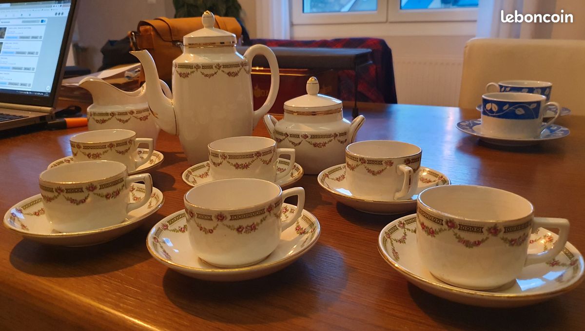 Ensemble cafetière, sucrier, pot à lait et 6 tasses avec soucoupes (image 2)