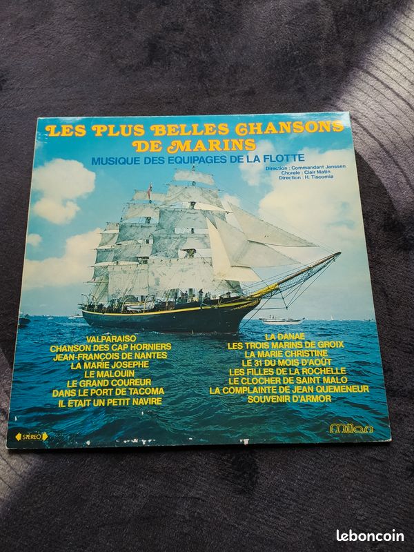 Vinyle LP 33 tours Les plus belles chansons de Marins, musique des équipages de la Flotte - Commandant Janssen (image 1)