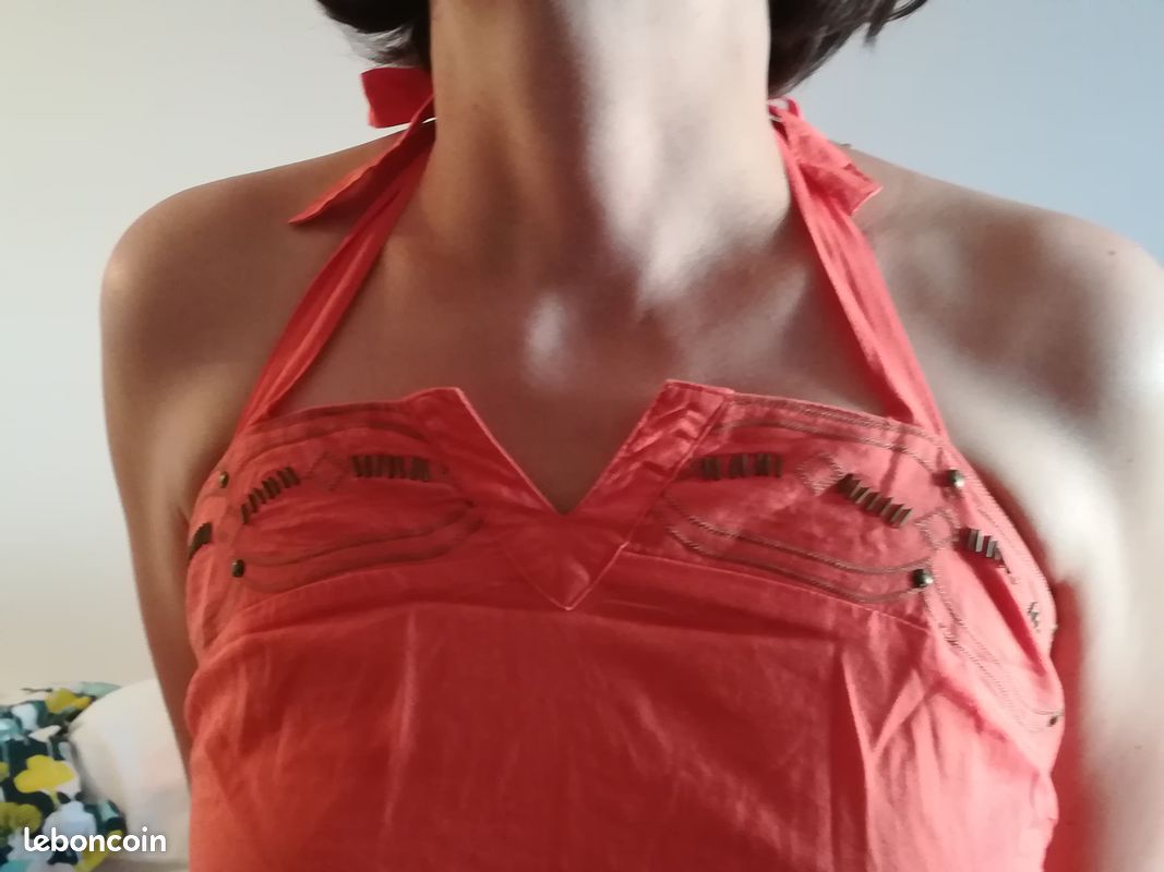 Robe Dos Nu LMV Capri Corail - Taille 38 - Coton/polyester - Très Bon état (lavée)