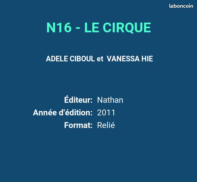 N16 - LE CIRQUE - ADELE CIBOUL et VANESSA HIE (image 2)