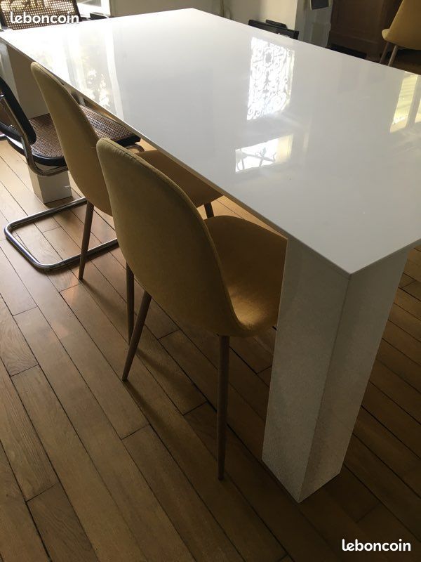 Belle et grande table de salle à manger laquée blanche, 2mx1m (image 3)