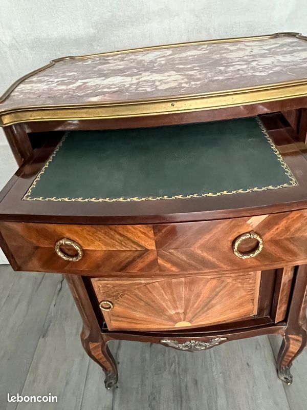 Commode style Louis XV en bois de violette et marbre rose (image 5)