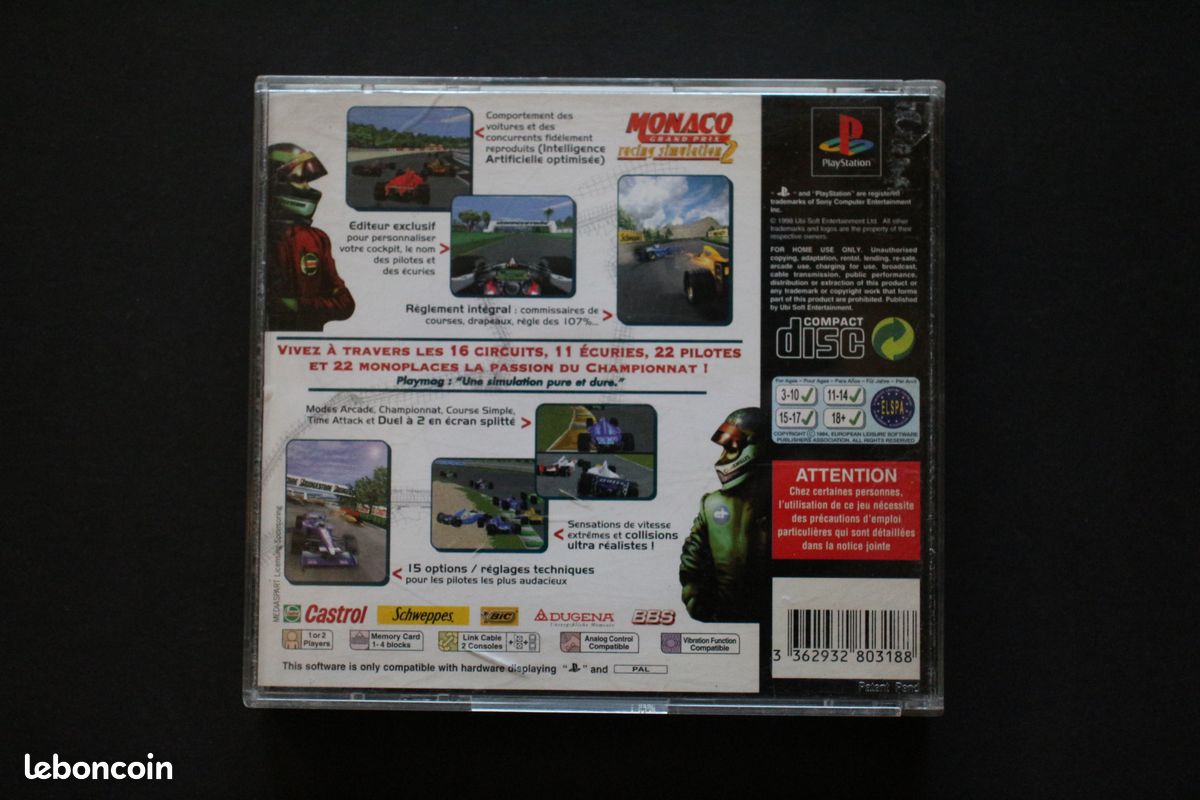 Jeu PS1 Monaco grand prix (image 2)
